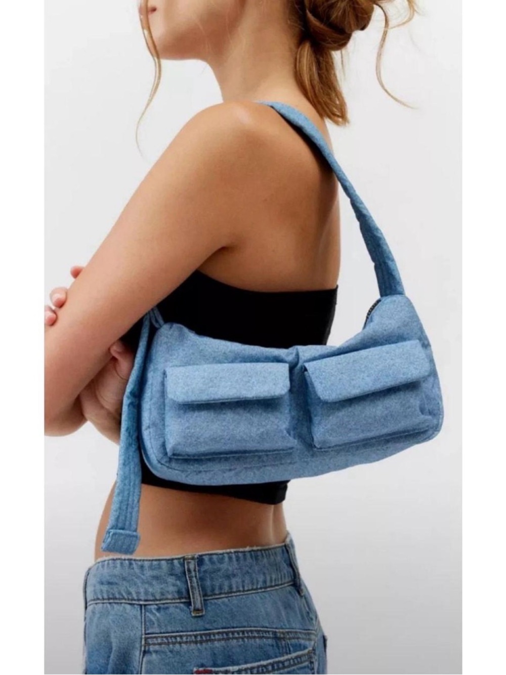 BAGGU Digital Denim Cargo Shoulder Bag ✨ - Picture 9 of 9